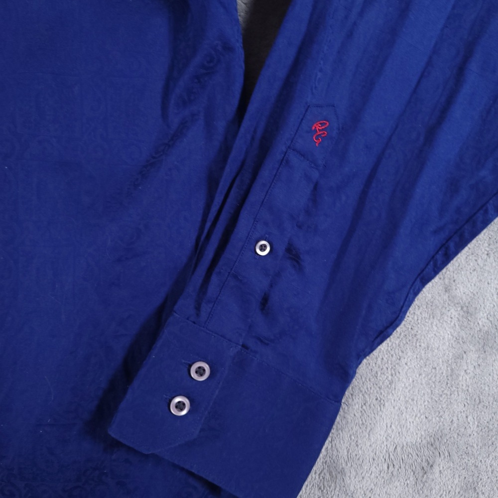 Robert Graham Shirt Mens Large Blue Jacquard Paisley Classic Fit Button Cotton‎ - Picture 3 of 9